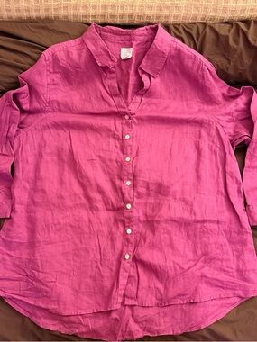 Sigrid Olsen Linen Shirt in Deep Magenta